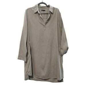 Quince Shirt Dress Short Sleeve Relaxed Oversized Collared Green Womens Large